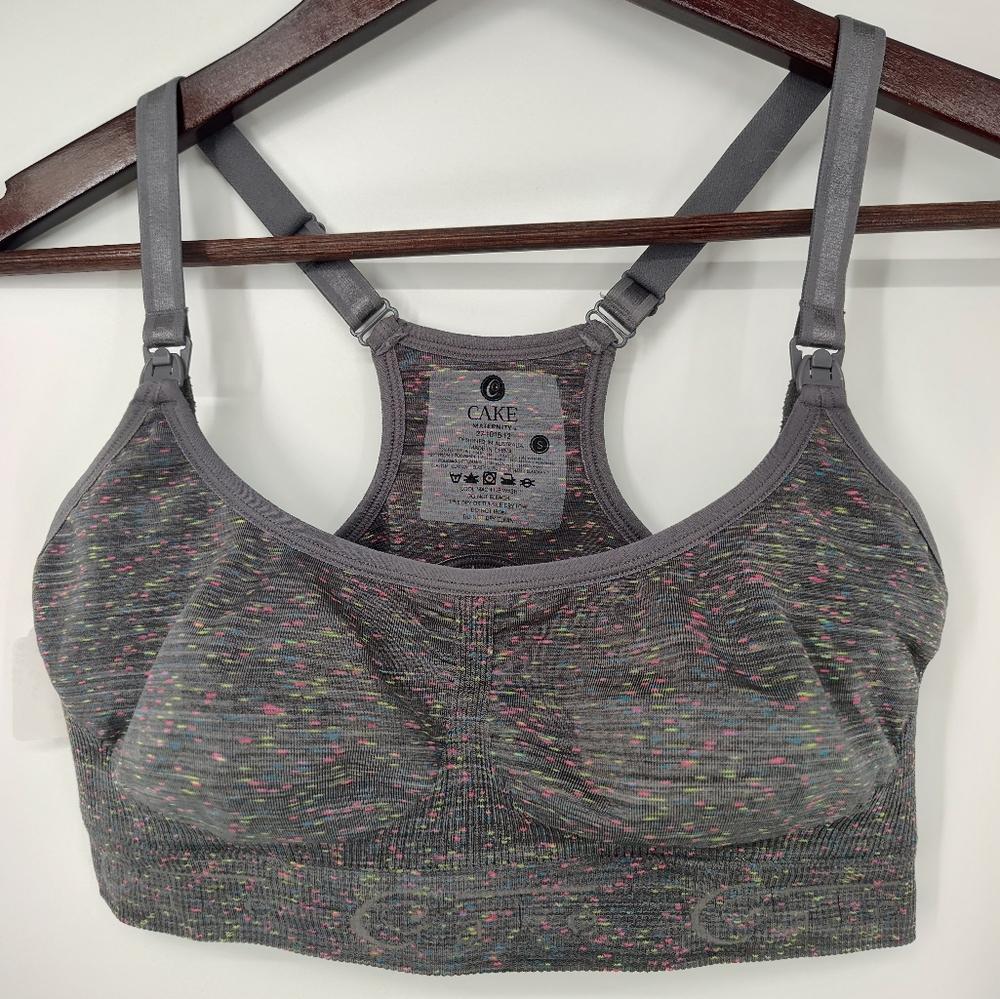 Cake Maternity Grey Multicolor Nursing Sports Bra Women's Small